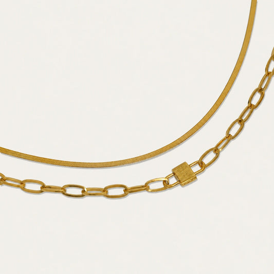 Lock Charm Snake Chain Choker