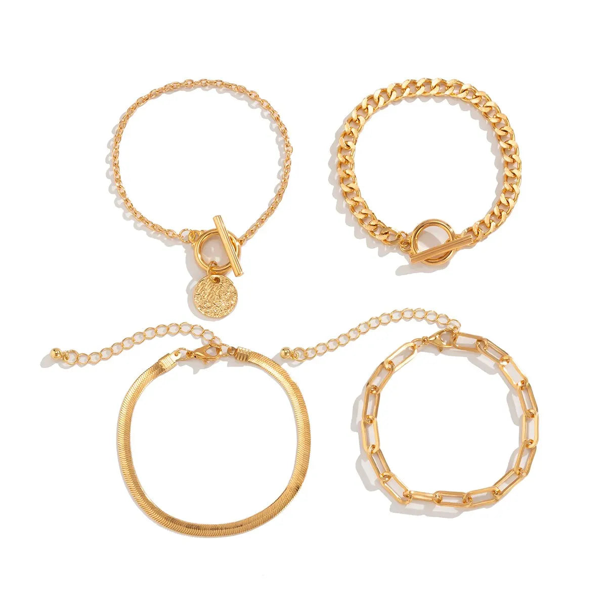 Punk Cuban Link Chain Coin Pendant Bracelet on Hand