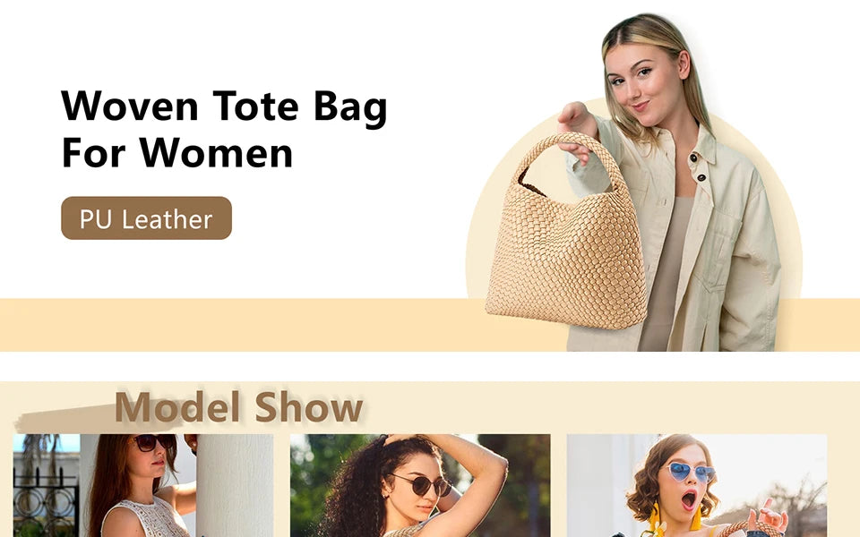 Soft Leather Woven Shopper Tote
