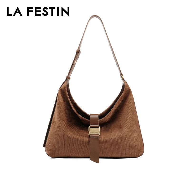 LA FESTIN Large Suede Crossbody Tote Bag