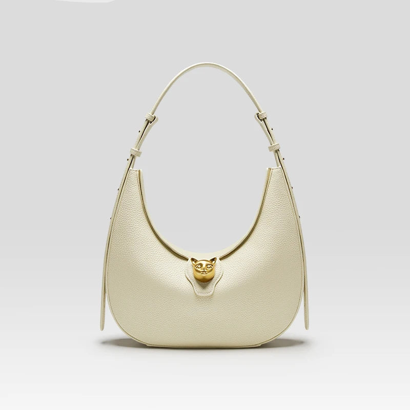 BAFELLI Cat Leather Hobo Shoulder Bag