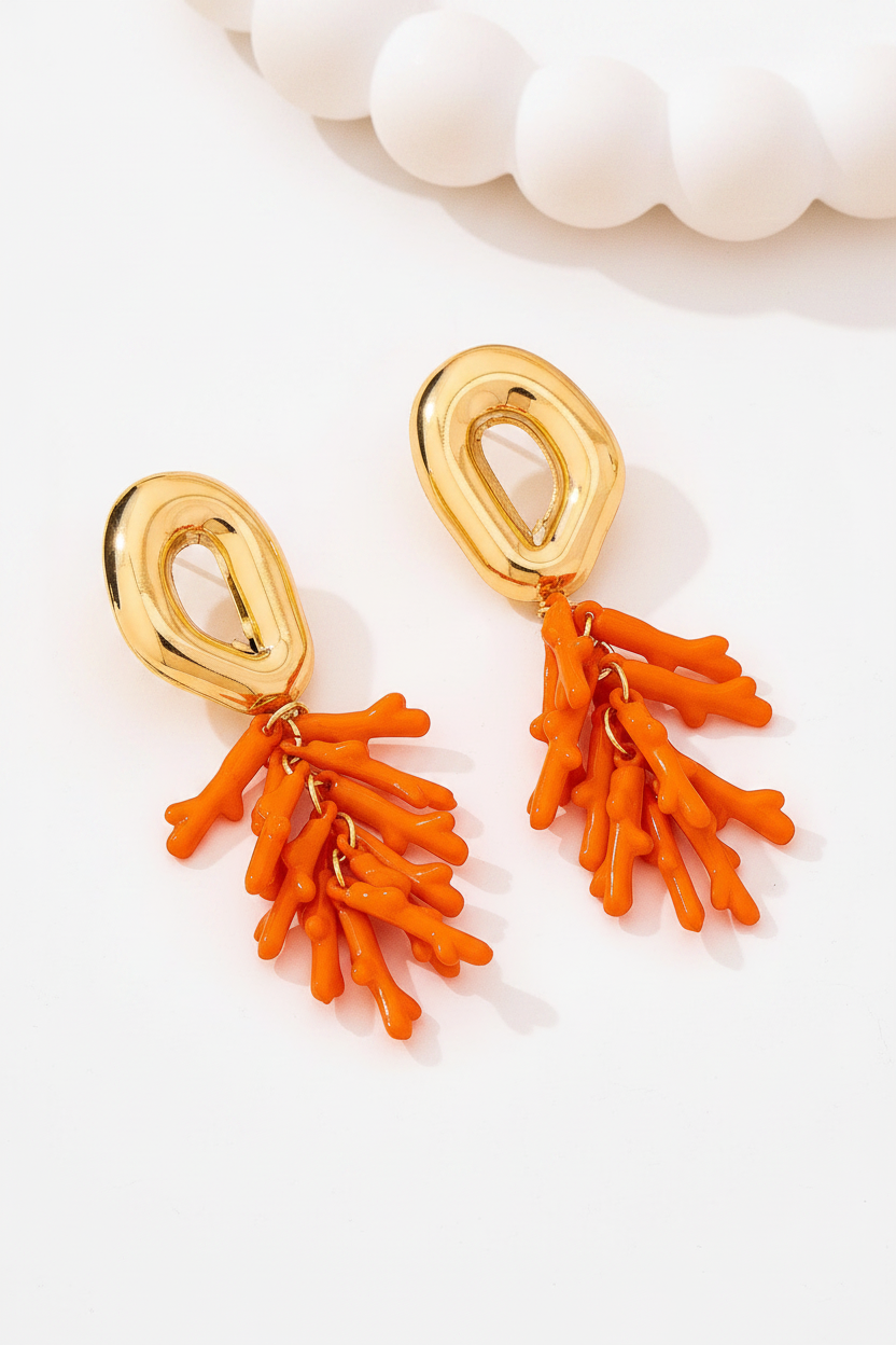 A Pair of Vertical Earrings with Ocean Vacation Elements