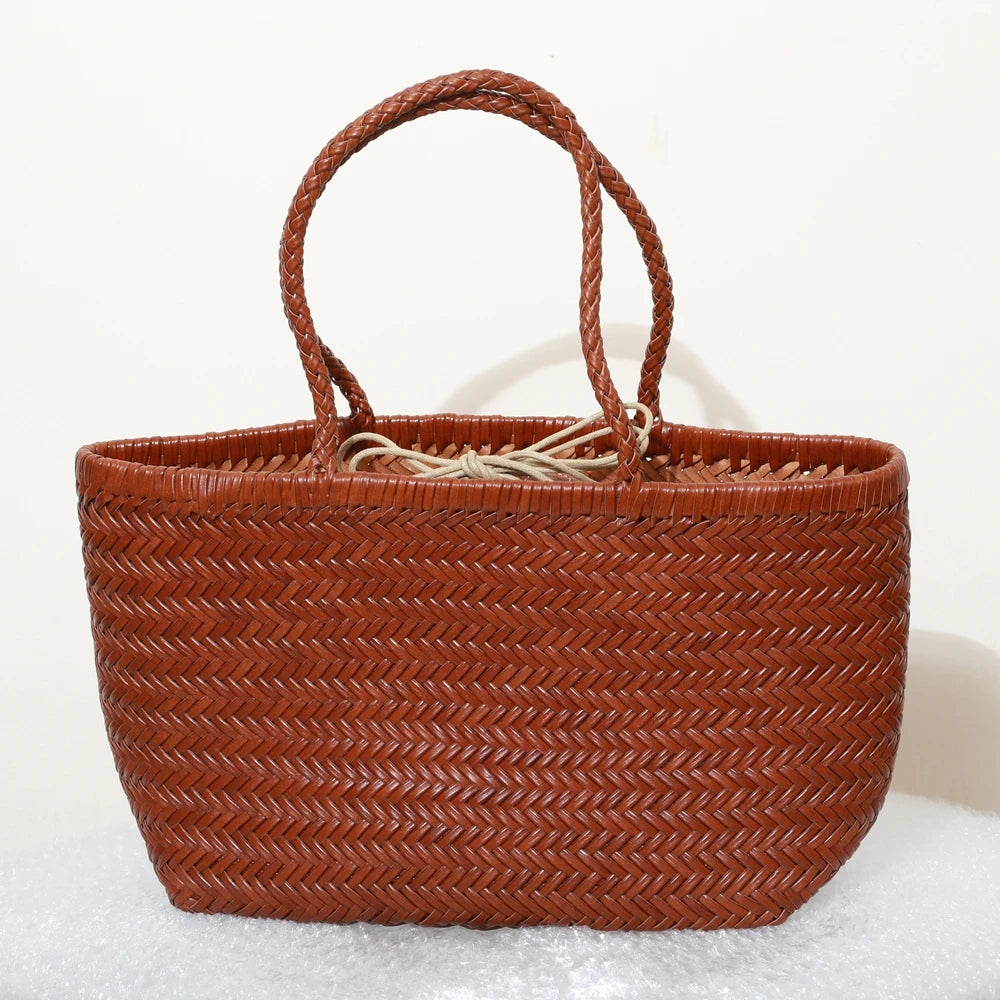 Genuine Leather Woven Tote Bag