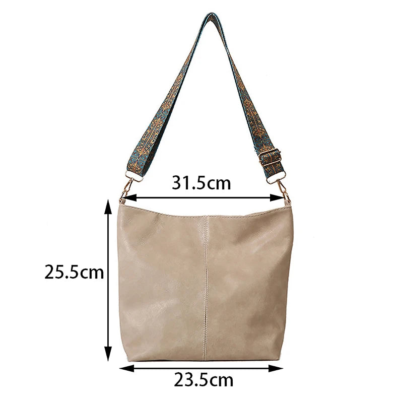 Wide Geometric Strap Shoulder Bag Large Capacity Crossbody Bags,Retro
