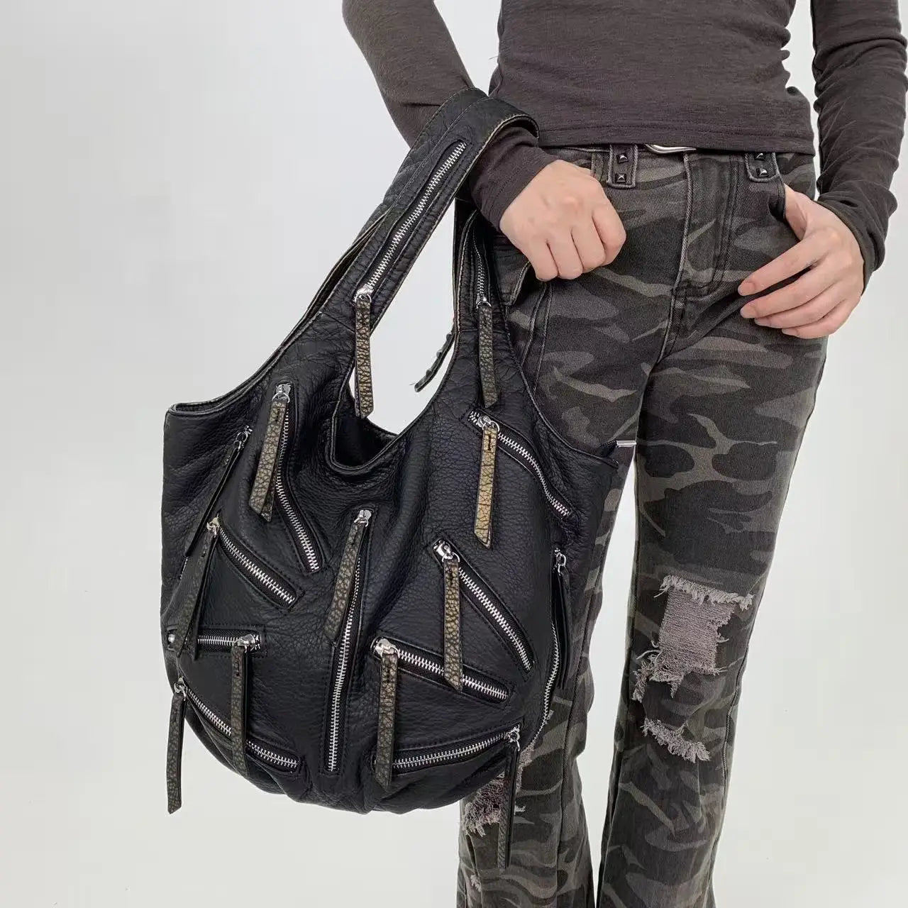 Y2K Vintage Multi-Pocket Shoulder Bag