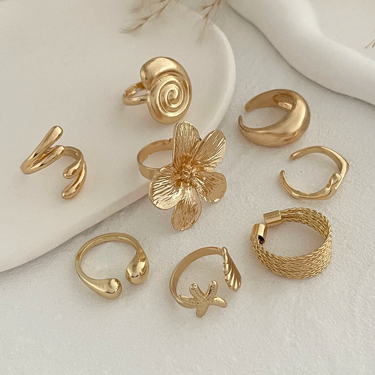 Petal Flower Ring Set