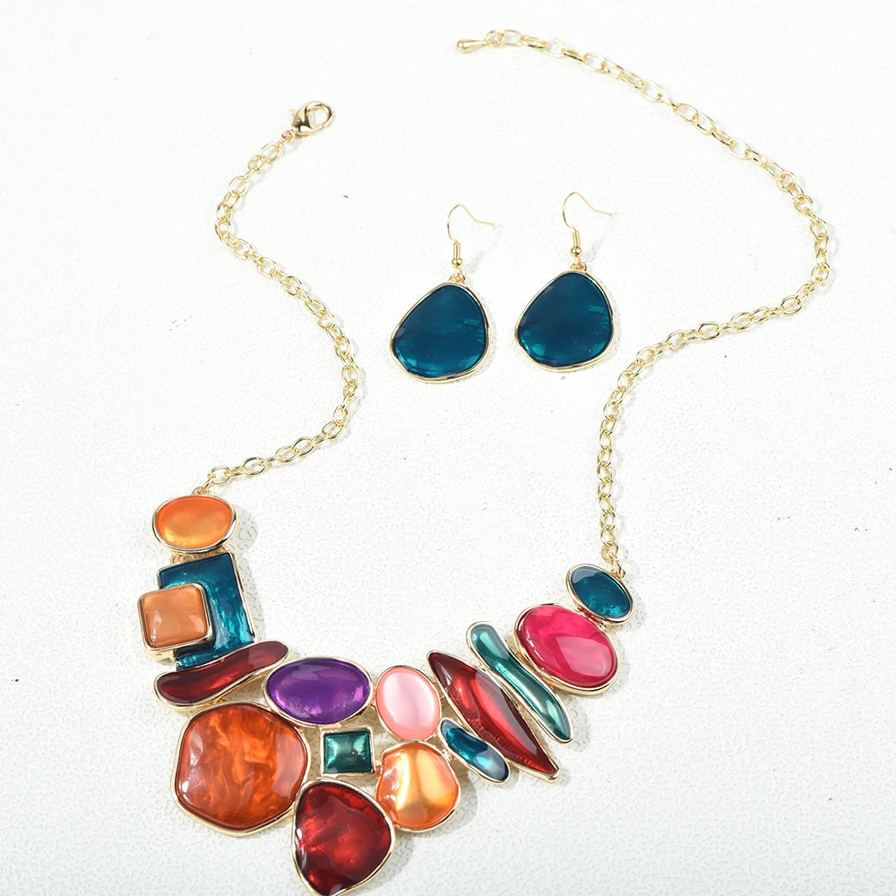 Geometric Choker & Earrings Set