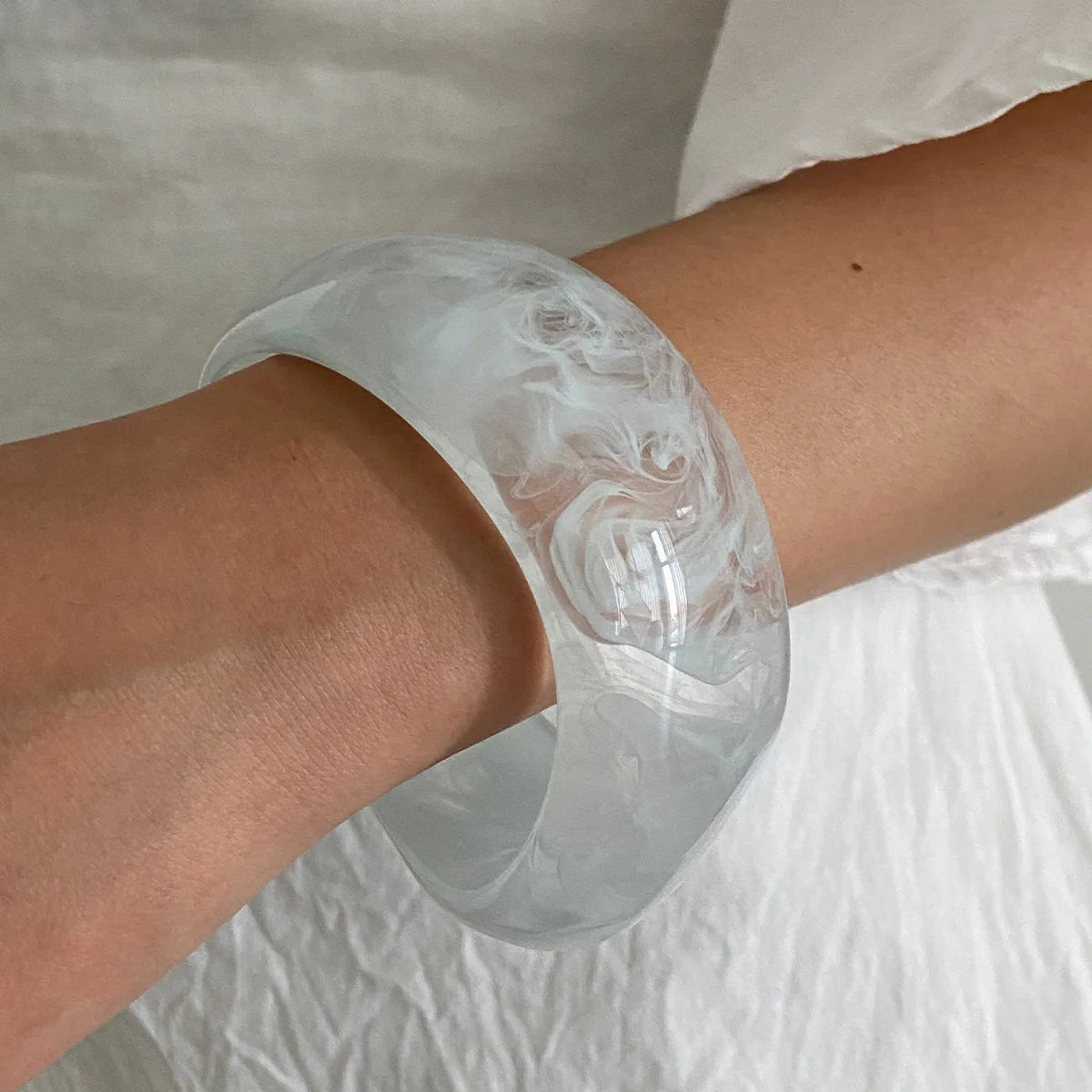 Boho Light Blue Acrylic Resin Chunky Bangles for Women