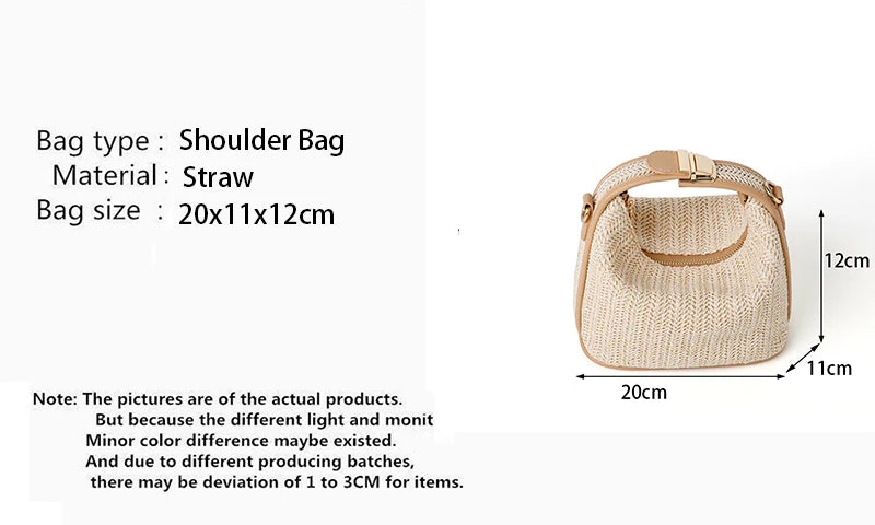 Summer Small Straw Handbag Shoulder Bag Woven Bucket Crossbody
