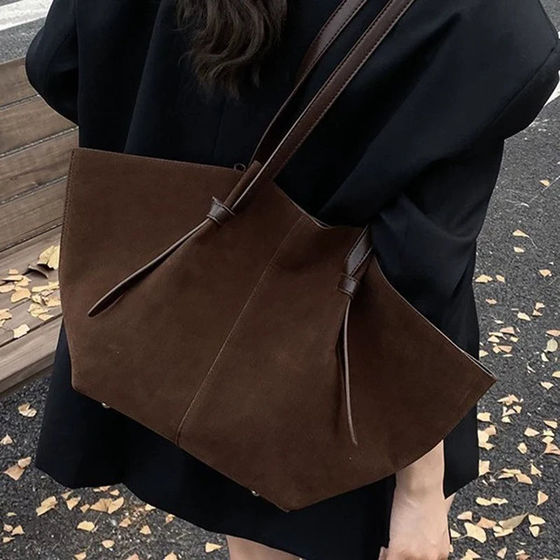 Suede Wing Tote Shoulder Bag