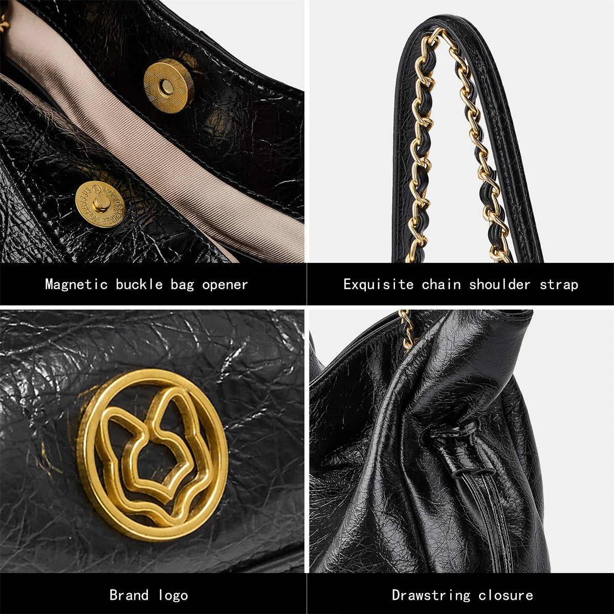 FOXER Women’s Large Leather Bucket Bag