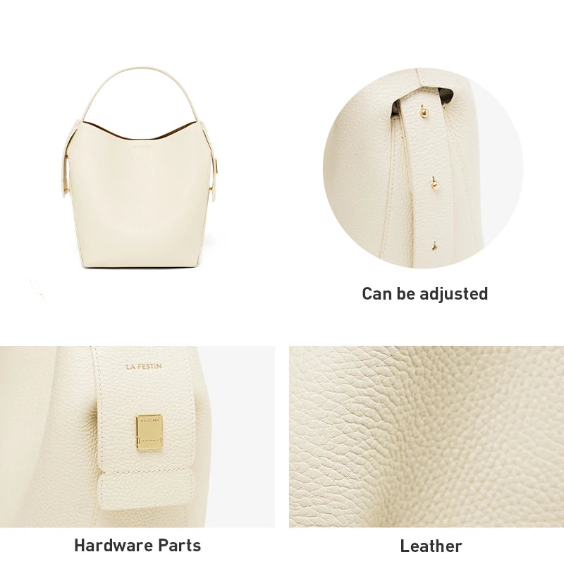 LA FESTIN Leather Bucket Crossbody Bag