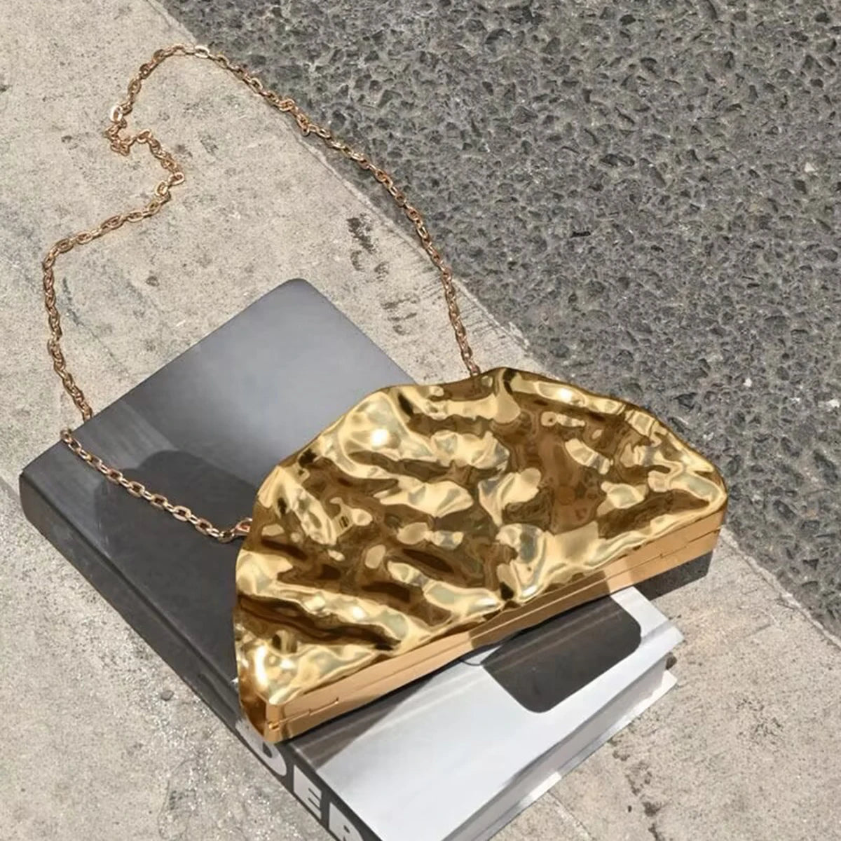 Gold Acrylic Evening Clutch Bag