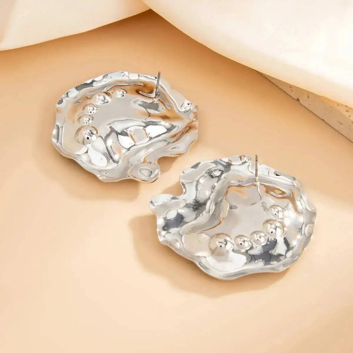 Retro Glossy Irregular Round Stud Earrings