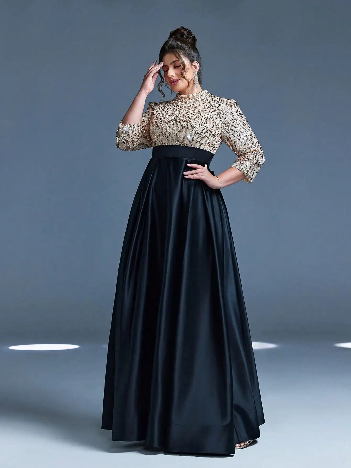 High Neck Satin A-Line Evening Gown