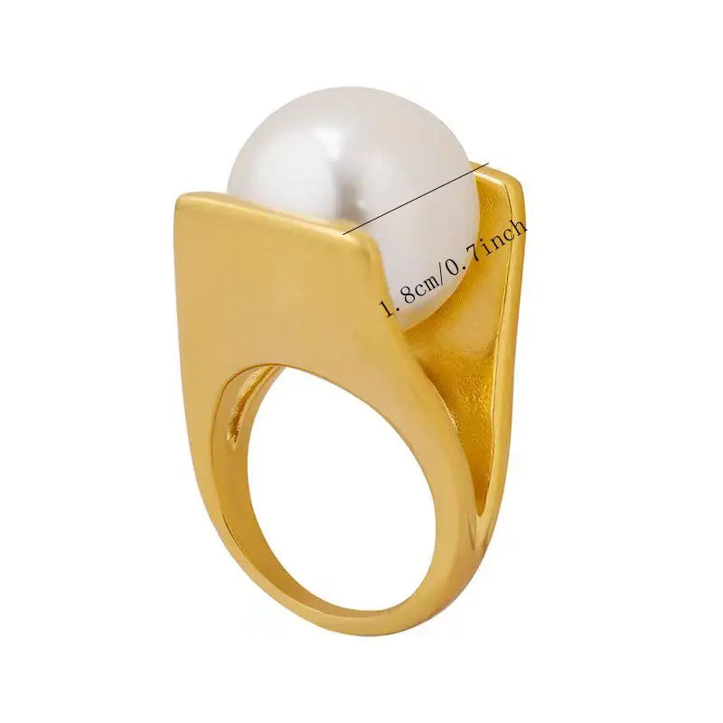 A Y-Shaped French-Style Imitation Pearl Ring, a Stylish and