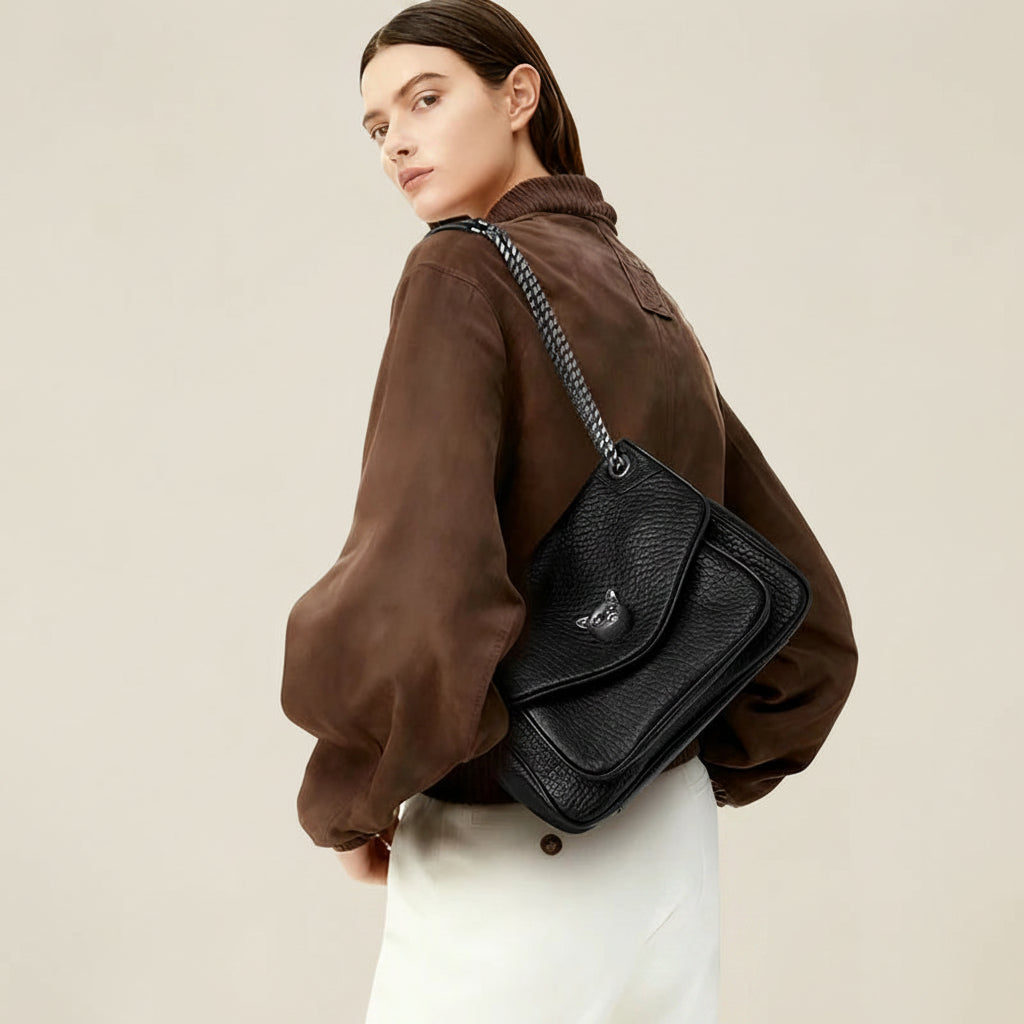 Soft Leather Chain Tote Bag
