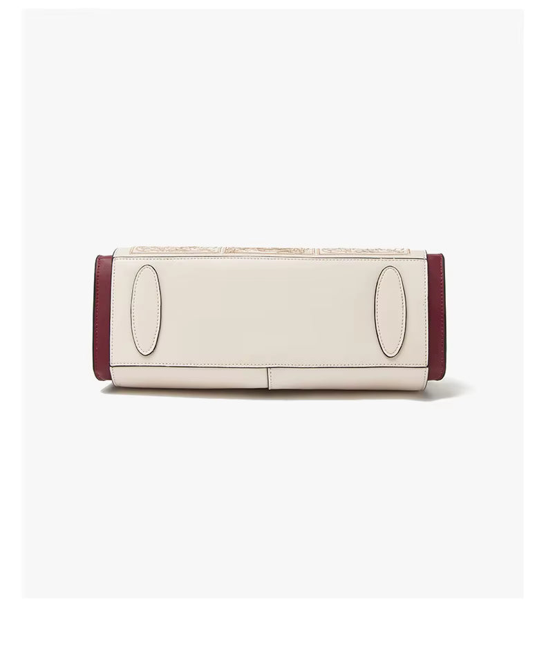 FOXER Embroidered Leather Tote Bag