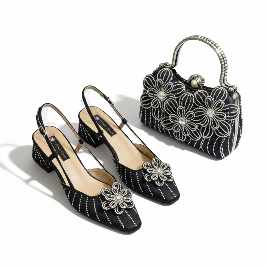Party Shoes and Bag Heel Decoration Pure Elegant Flower