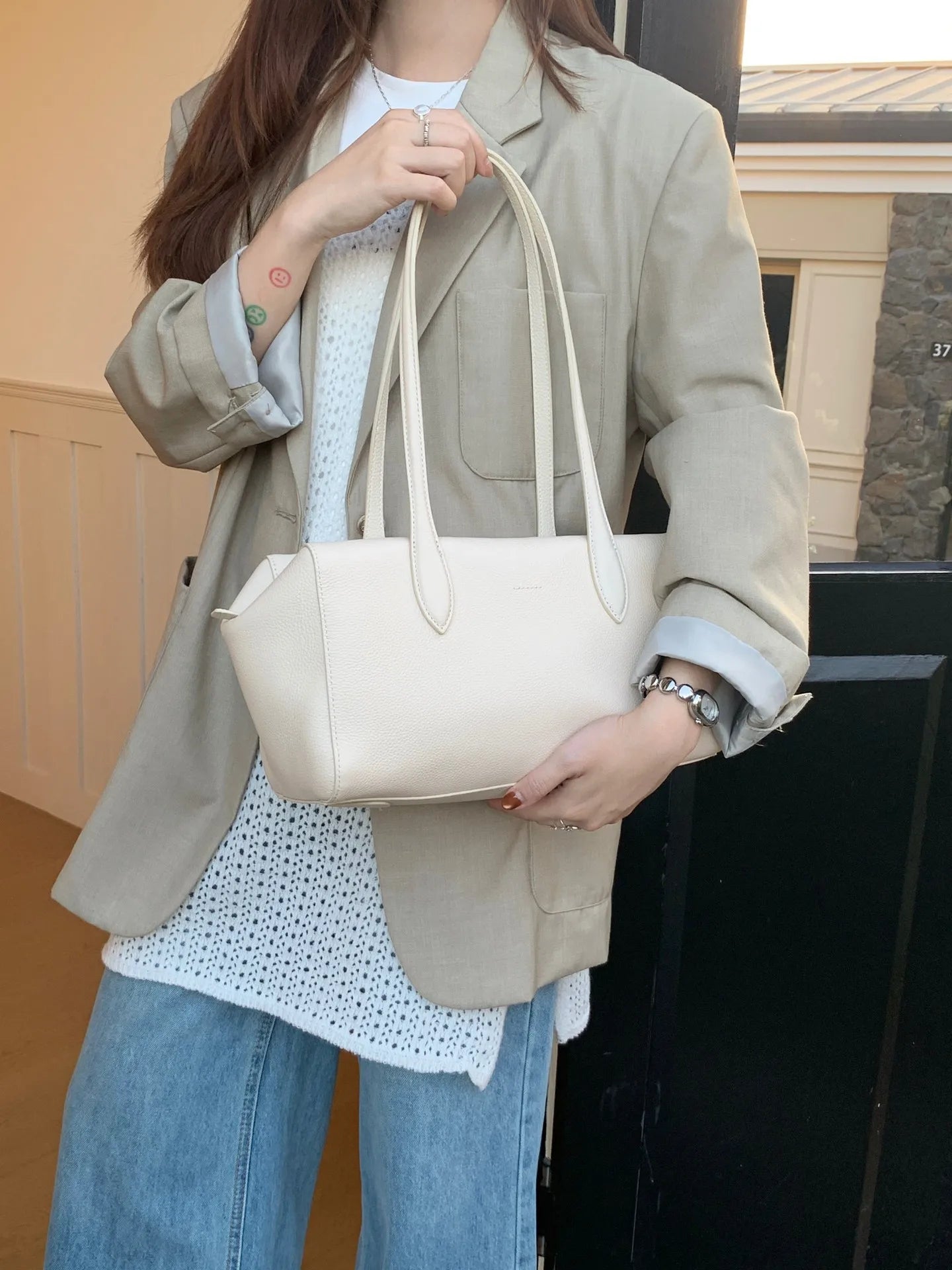 Genuine Leather Bowling Tote Bag