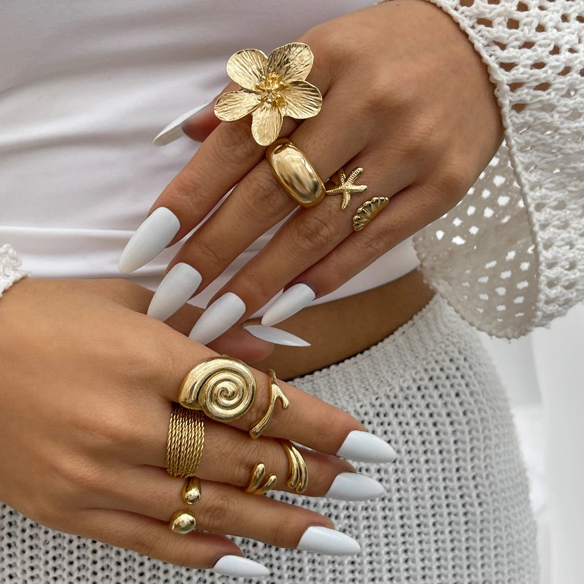 Petal Flower Ring Set