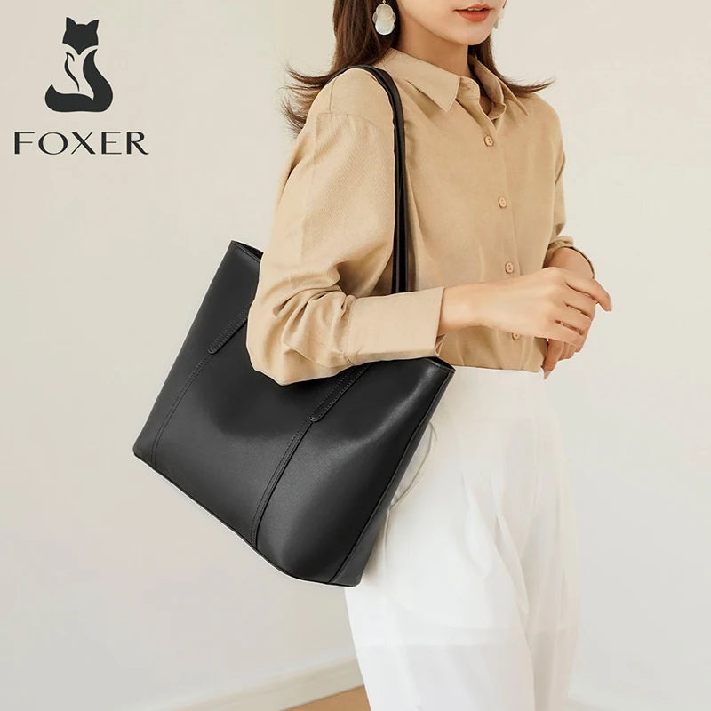 FOXER Large Leather Tote Bag