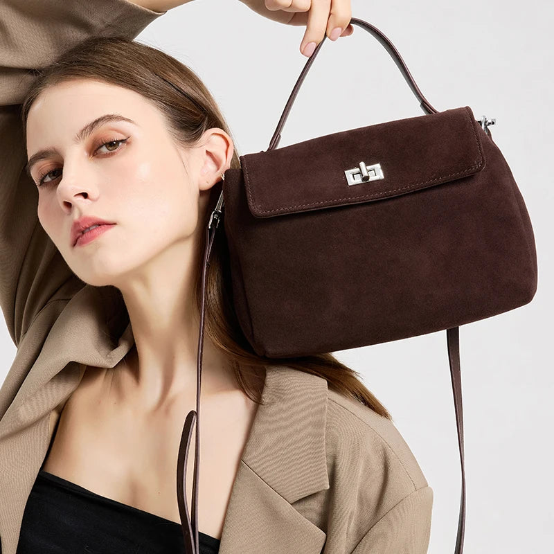 Natural Suede Leather Crossbody Bag
