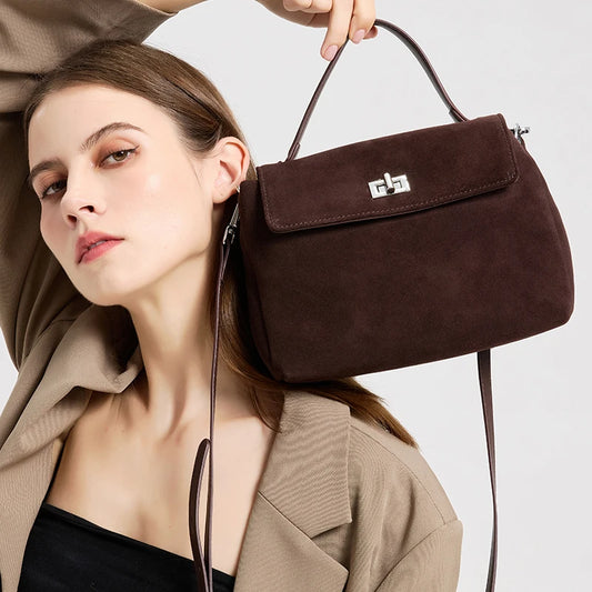 Natural Suede Leather Crossbody Bag