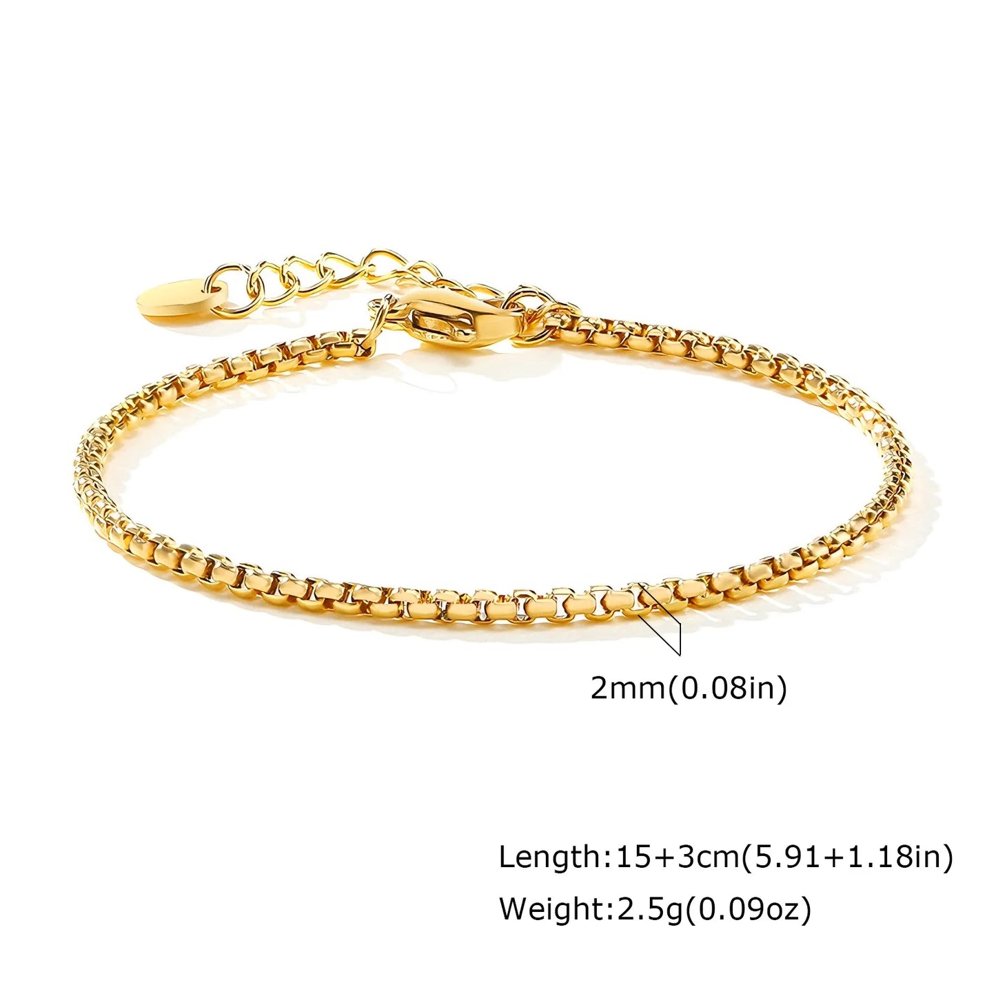 Non Tarnish Stainless Steel Bracelet Gold Plated Stackable, Thin