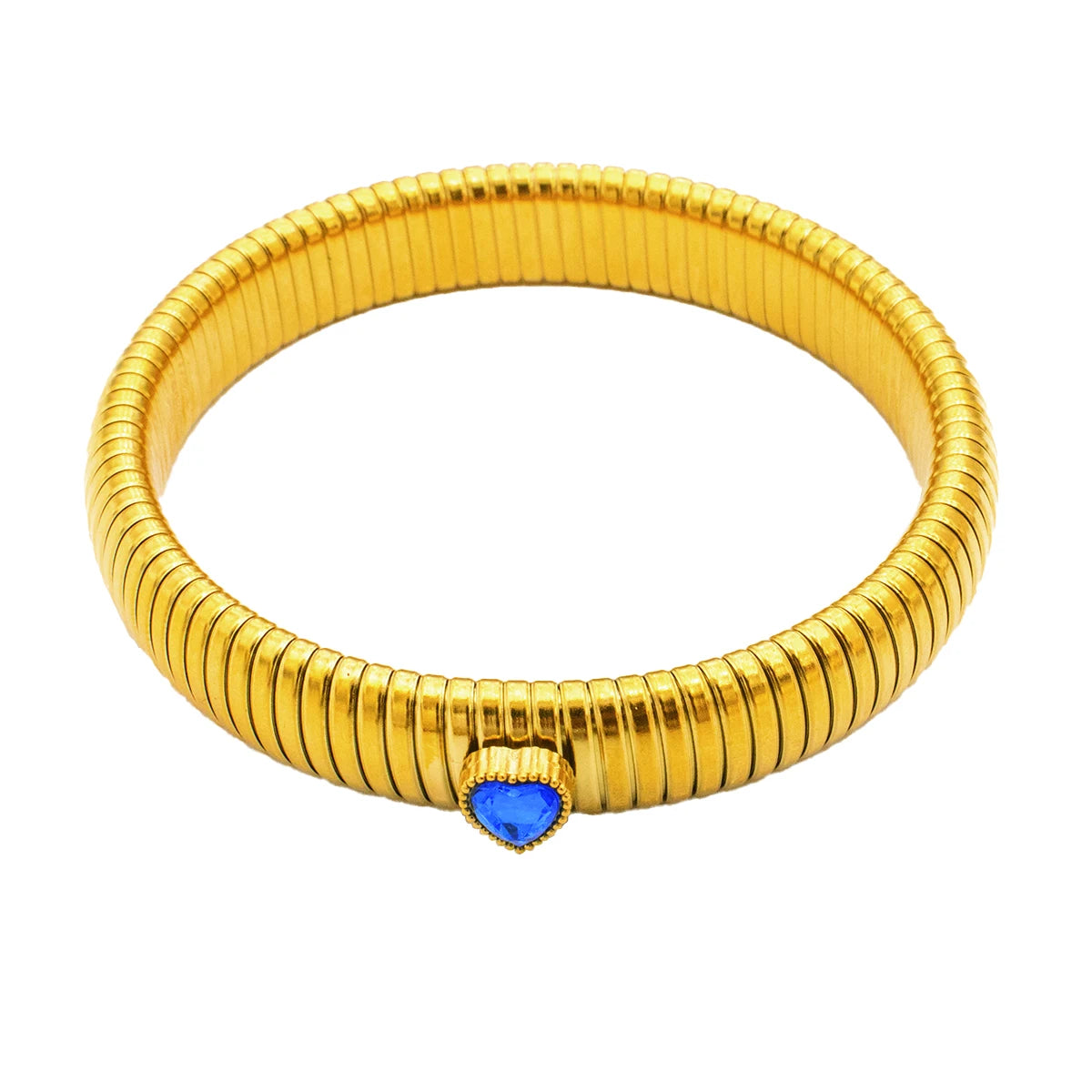 Waterproof Stainless Steel Retro Elasticity Thick Metal Polish Bracelet