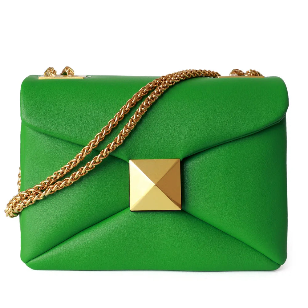 Genuine Leather Square Crossbody Bag