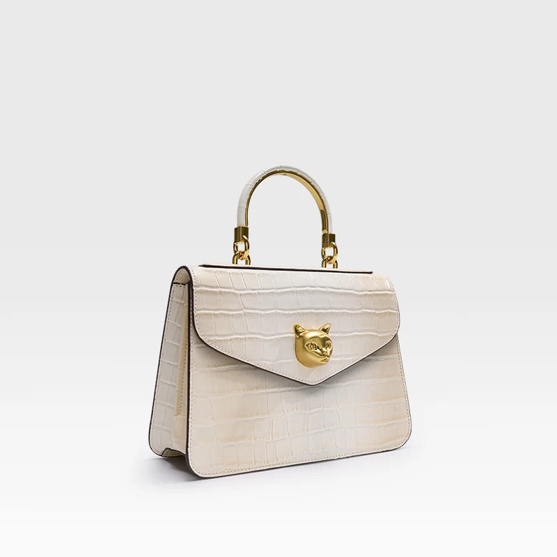 Crocodile Leather Top Handle Bag