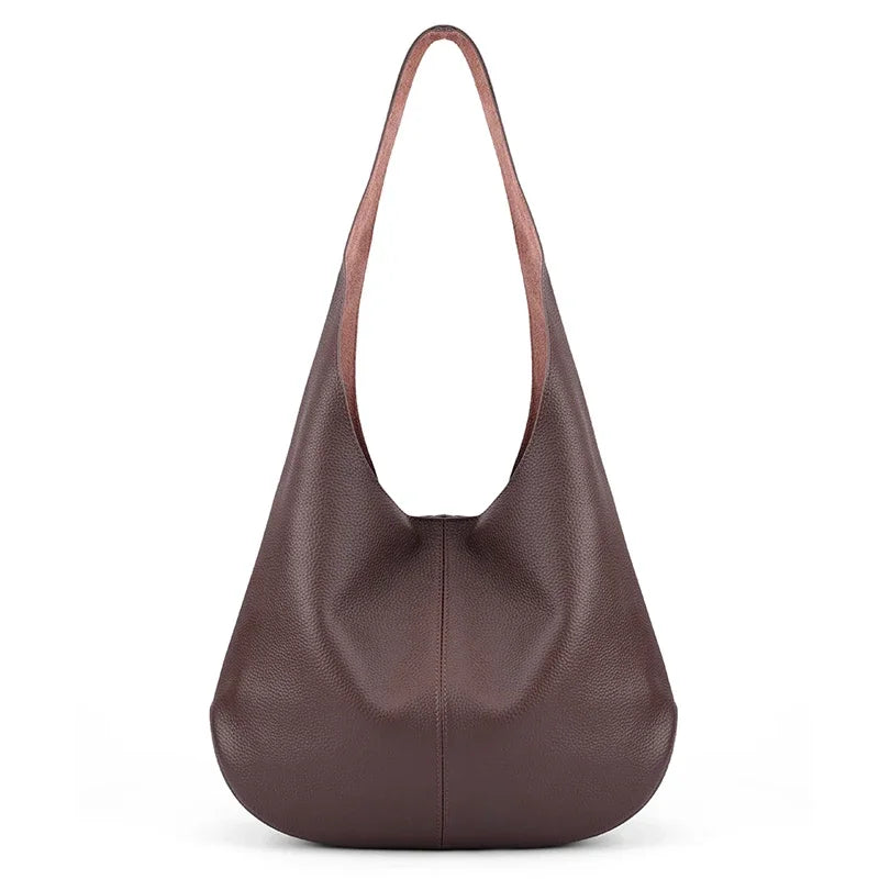 Genuine Cowhide Slouchy Hobo Tote Bag