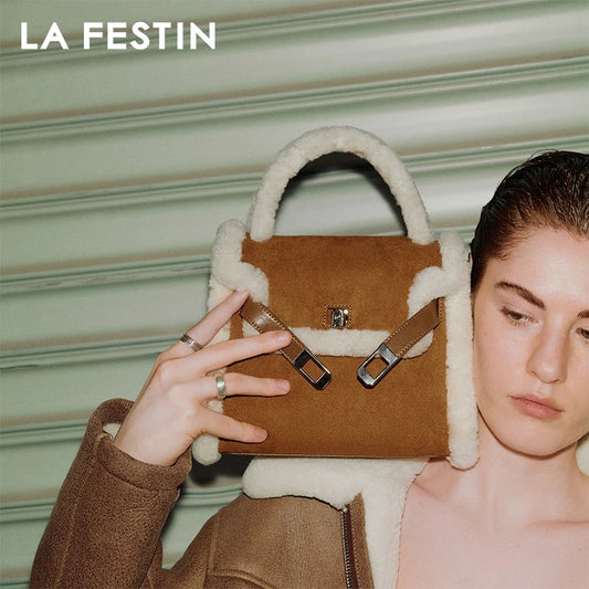 LA FESTIN Plush Winter Shoulder Bag