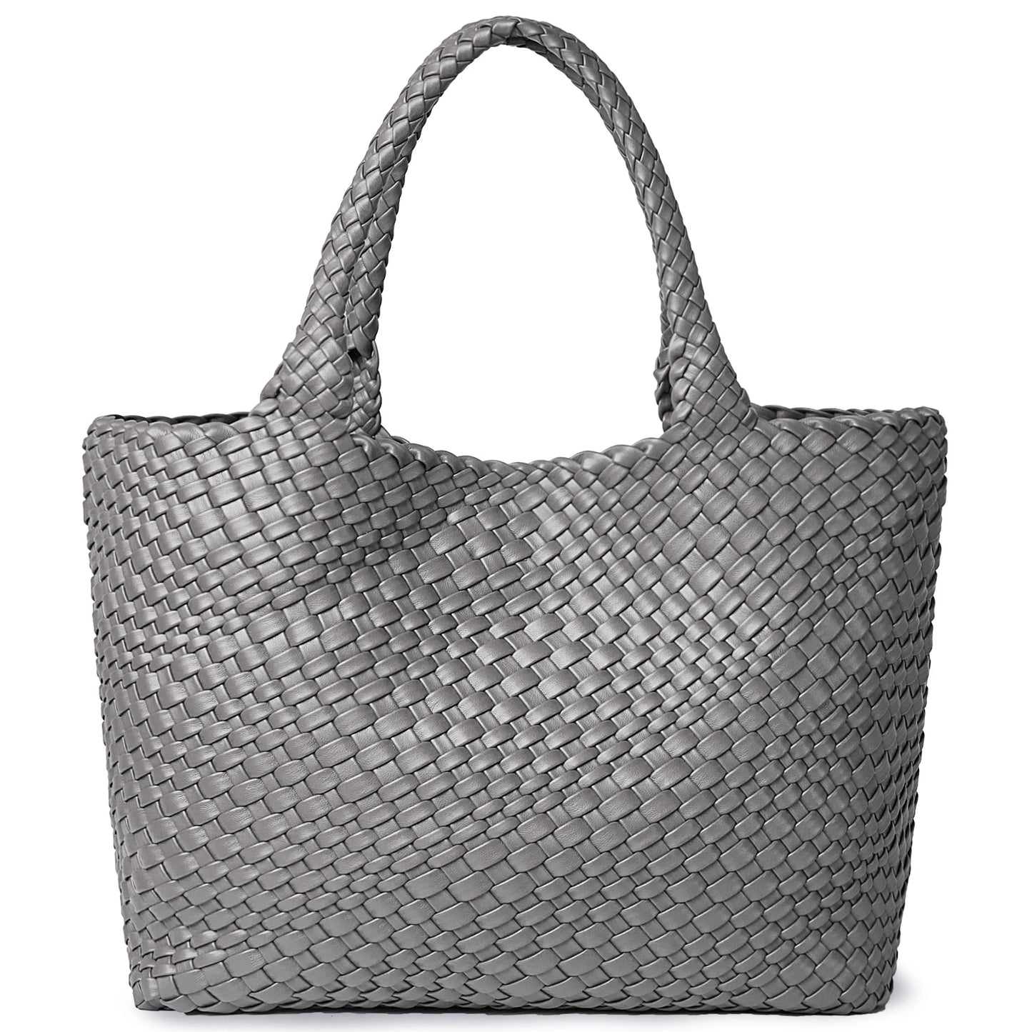 Vegan Leather Woven Tote Bag