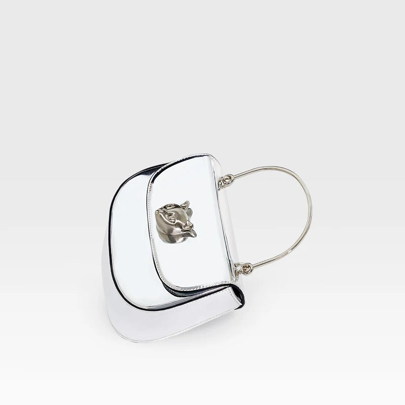 Silver Leather Evening Bag