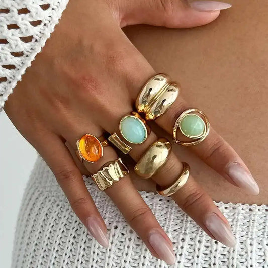 Colorful Crystal Ring Set
