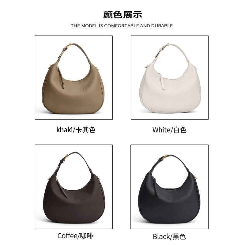 Genuine Cowhide Mini Hobo Crossbody Bag