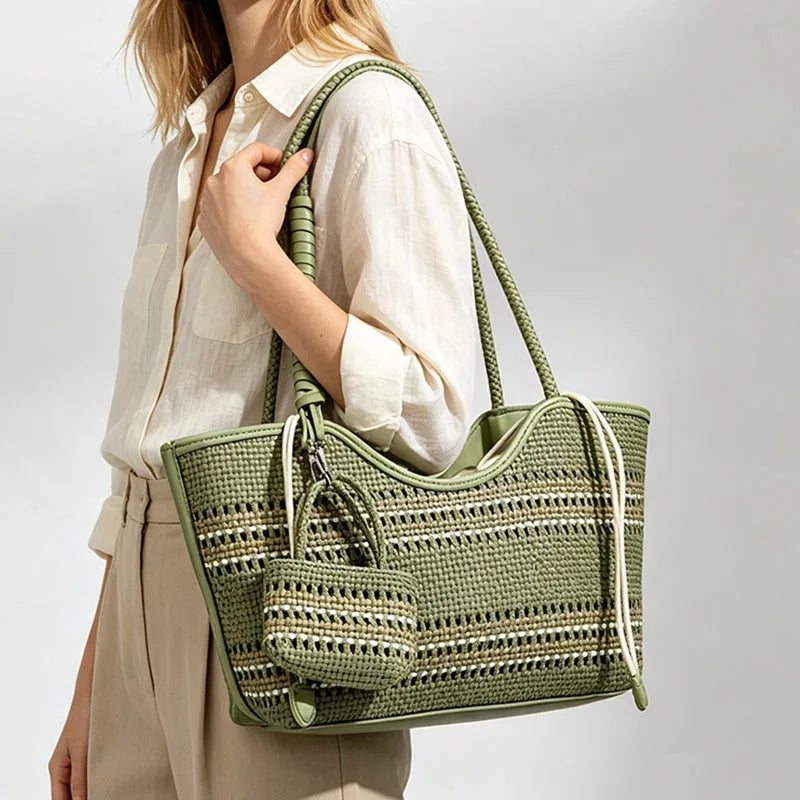 Braided Tote Shoulder Bag