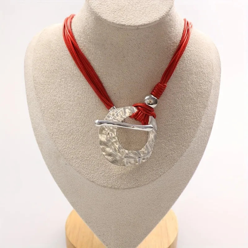 Bohemian Double Ring Pendant Necklace