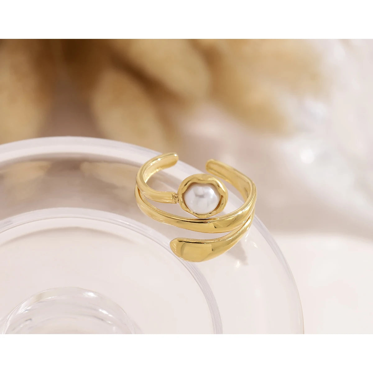 Pearl Charm Open Ring