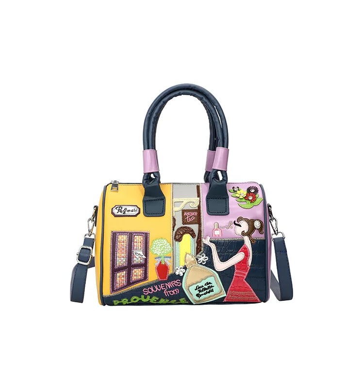 PU Personality Stylish Shoulder Bags Design Patchwork Zipper Bags