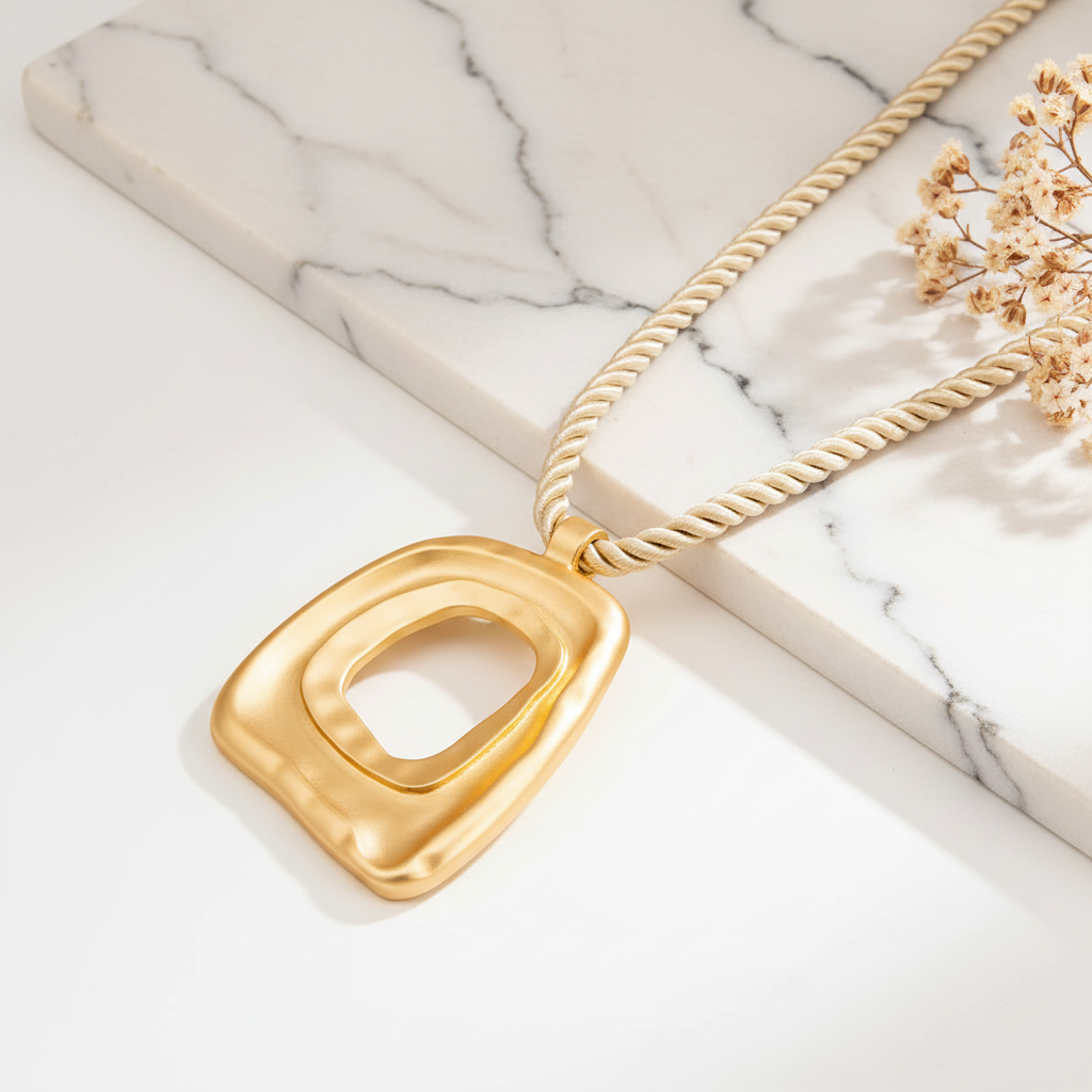 Geometric Square Pendant Necklace
