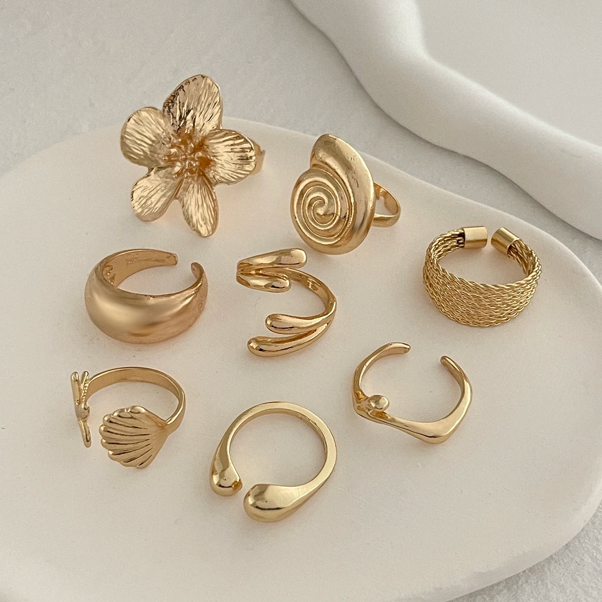Petal Flower Ring Set