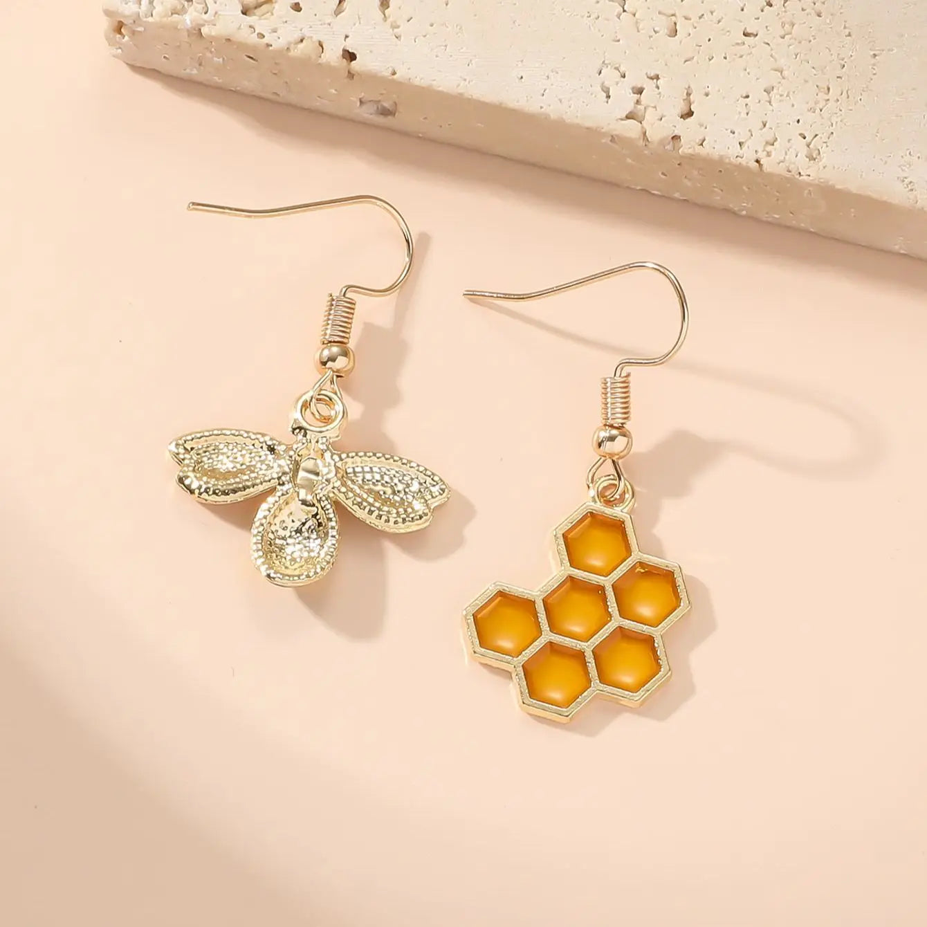 2 Pieces Insect Yellow Bee Earrings