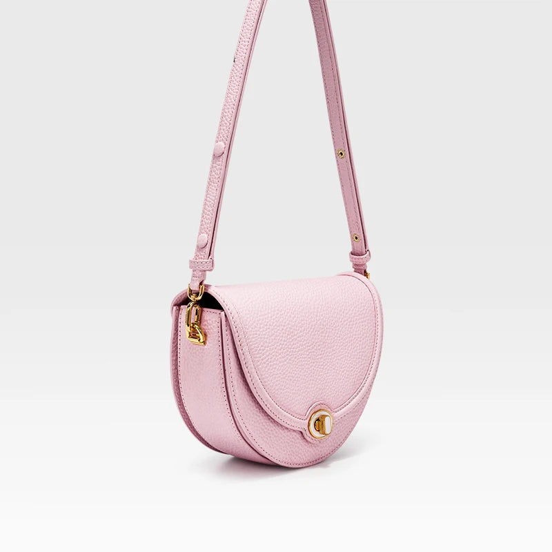 Designer Half-Moon Leather Crossbody Bag