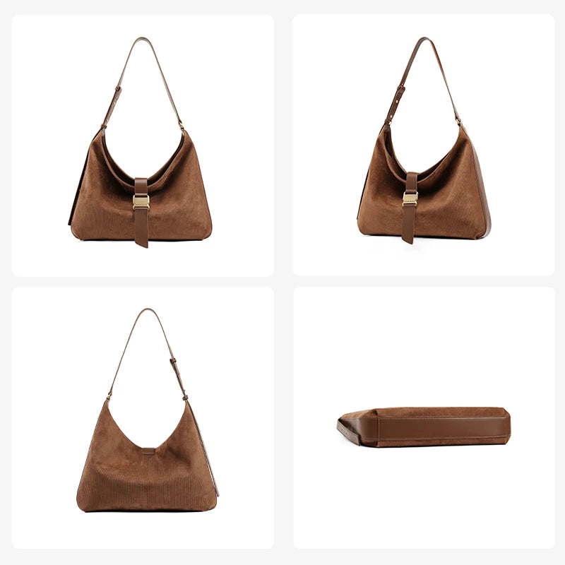 LA FESTIN Large Suede Crossbody Tote Bag