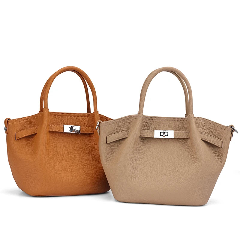Genuine Leather Bucket Crossbody Bag