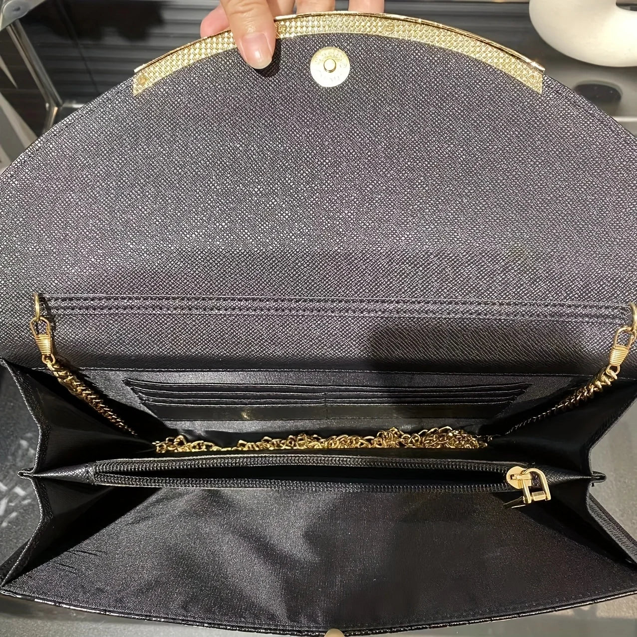 Patent Leather Chain Clutch Bag