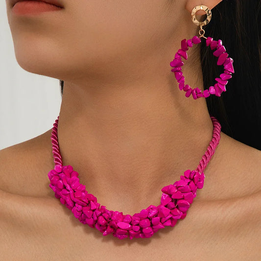 Rose Red Stone Jewelry Set